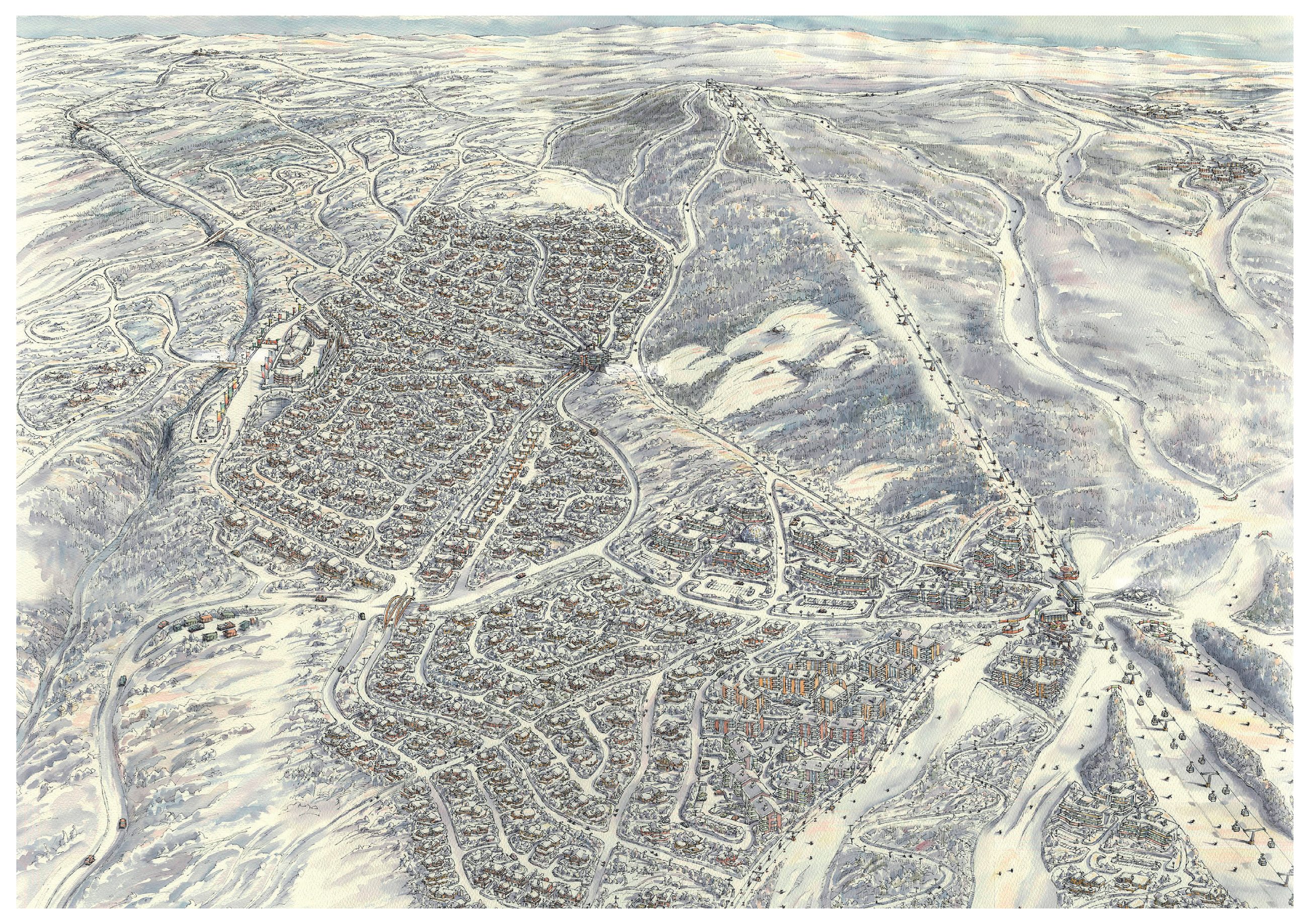 Illustrert masterplan for Mosetertoppen, Hafjell